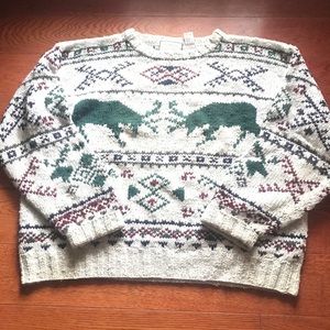 American Eagle Beige Cotton Deer Sweater, Size: XL